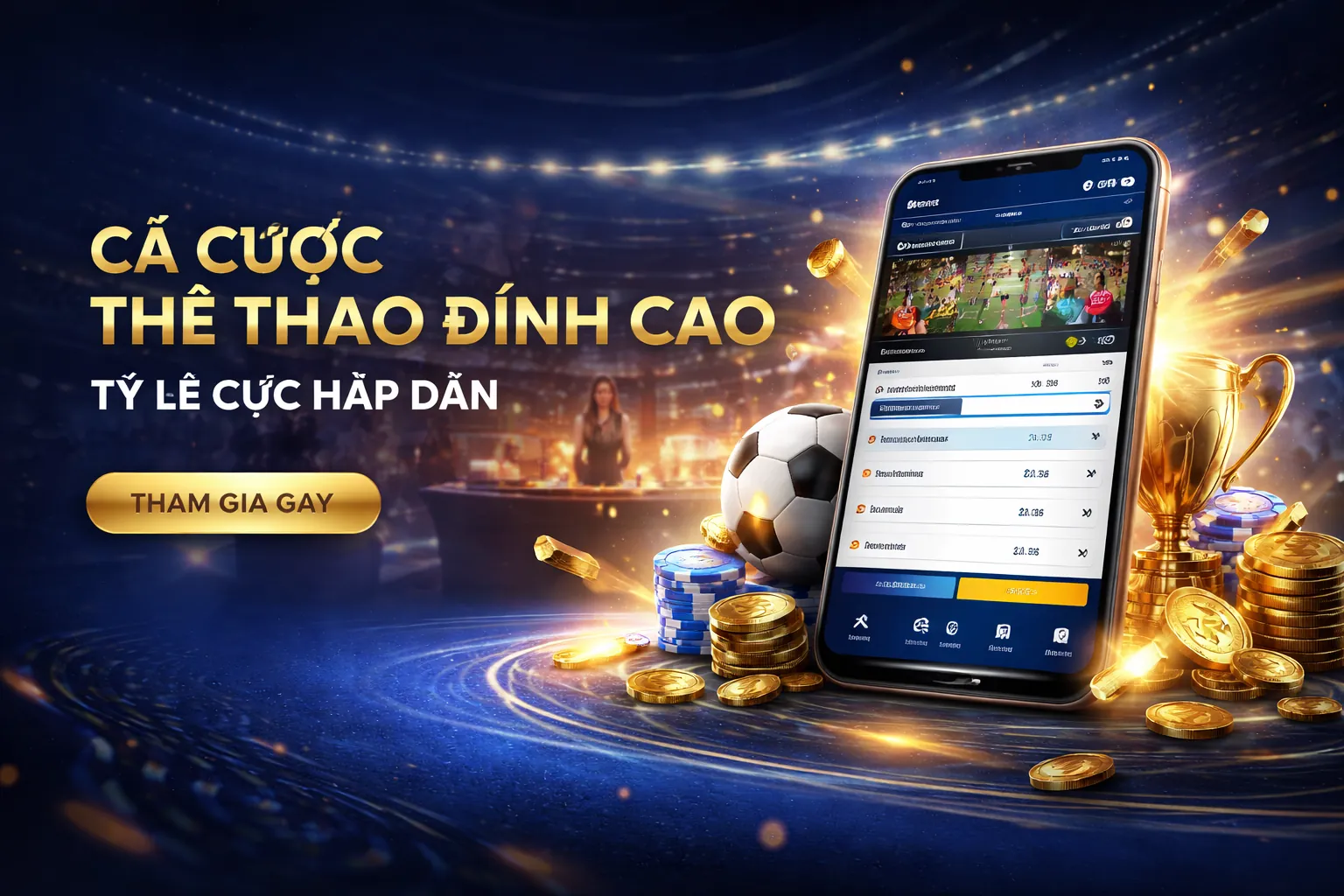 Sân vận động với ánh đèn rực rỡ, biểu tượng của chiến lược cá cược thể thao JBO 2026